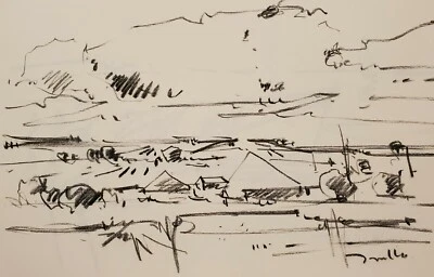 JOSE TRUJILLO - Dibujo Original Papel Carbón Dibujo 11X17 PAISAJE FIRMADO Foto 1 de 4