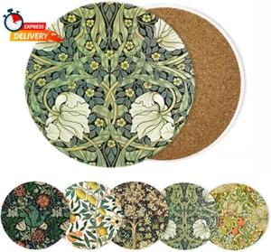 HUXJOKO Untersetzer für Getränke 6er Set, William Morris Blumenmuster saugfähig Cer - Bild 1 von 12