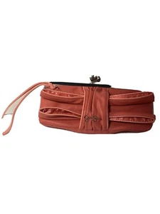 Jessica Simpson Pink Bow Wristlet Clutch Purse With Silver Ball Clasp 10.5” - Picture 1 of 12
