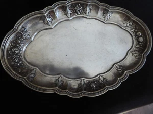 ovales Silbertablett 800 Silber mit Obstdekor 361 gr, angelaufen - Bild 1 von 5