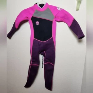 HiSea Sport Scuba Donkey Full Body 2.5mm Girl's Wetsuit Size 8 Pink Purple Black - Picture 1 of 6