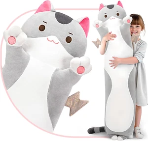 Long Cat Plush 5 Sizes, 120% Extra Filling Giant Plushness Body Pillow, Kawaii C - Picture 1 of 6