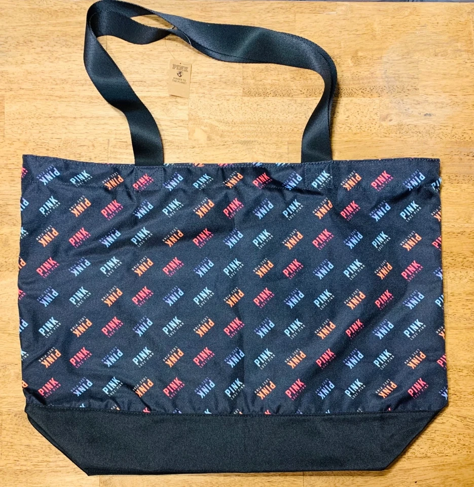 Bolso de fin de semana Victoria Secret ROSA negro con logotipo de arco iris Ombre Preppy Barbie Foto 1 de 4