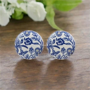 Blue and white knobs Floral ceramic cabinet knobs cabinet knobs - Picture 1 of 4