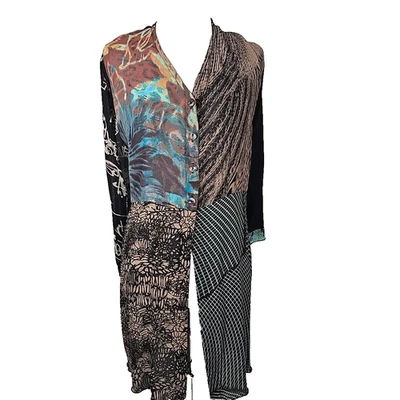 Poncho Kimono Carol Turner Artístico Botón Frontal Fluido Gasa Talla 14-16 Foto 1 de 4