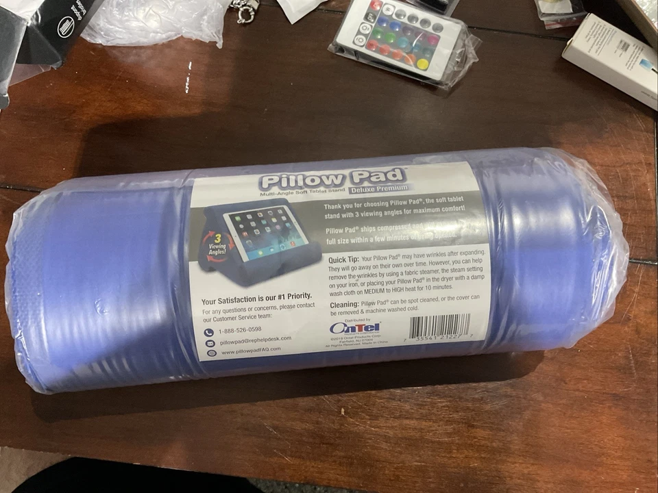 Ontel Pillow Pad Multi-Angle Soft Tablet Stand,  BLUE NIP - Image 1 of 2