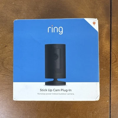 Ring Stick Up Cam Plug IN Indoor Outdoor 1080p Wi-Fi Wired Security Camera Black - Image 1 of 4