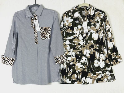 LOTE de 4-6 tops túnica sin hierro Chicos 0 Popover Cool Max rayas camuflaje femenino NUEVO Foto 1 de 4