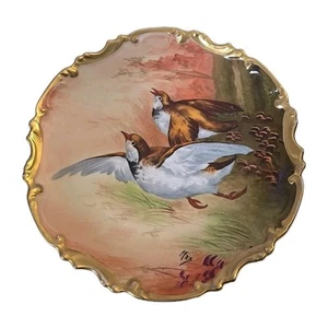 Hand Painted Coronet Limoges Birds Game Plate 11-1/4" France Artist Signed - Picture 1 of 15