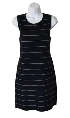 Theory - Navy Blue w/White Stripe Wool Blend Sleeveless Dress, Size M - Image 1 of 4
