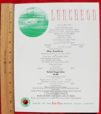 1960 Northern Pacific Railroad Menu North Coast Limited Train NorthWest Pacific - Image 1 of 4