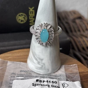 Anillo Bomb Party RBP4150 “Sparkling Gaze” Amazonita Genuina en Rodio Talla 10 - Imagen 1 de 4