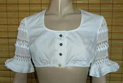 WEISSE DIRNDLBLUSE - SPITZE - COTTON - VINTAGE - KRÜGER DIRNDL - GR. S - Bild 1 von 2