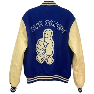 Chaqueta Letterman Rex Orange County Azul/Crema Mezcla Lana Imitación Cuero Para Hombre’s L - Imagen 1 de 5