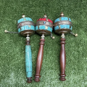 Bundle Of Three Tibetan Buddhism Handheld Prayer Wheels  - Picture 1 of 4