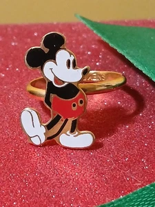 Anello Topolino Vintage RARO Misura 5 6 7 Tono Oro Firmato Walt Disney Ottimo - Foto 1 di 12