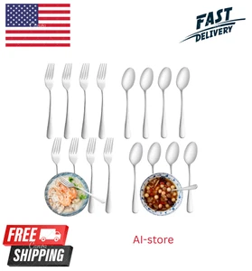 24Pcs Stainless Steel Fork Spoon Set Mirror Polished Dishwasher Safe - Picture 1 of 5