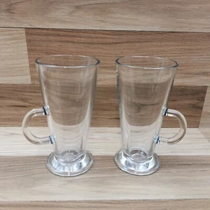 2 x Tall Latte Glasses Coffee Cappuccino Tea Hot Chocolate Glass Mugs - Picture 1 of 10