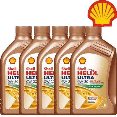 SHELL 0W30 Olio motore Auto Helix Ultra ECT Diesel e benzina C2/C3 5 LT LITRI