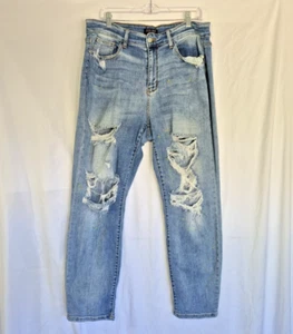 Judy Blue Boyfriend Destroyed Paint Splatter High Rise 20W X 28.5 Womens Jeans - Picture 1 of 6