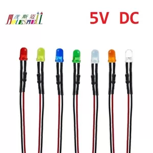 5 mm 5 V vorverdrahtet rot gelb blau grün weiß orange lila rosa warmweiß LEDs - Bild 1 von 1