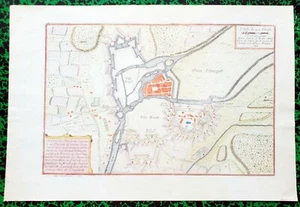 XVIII ème - Dépt 55 - Beau Plan Aquarellé de Verdun par N. de Fer 34x23 cm 1705 - Bild 1 von 3
