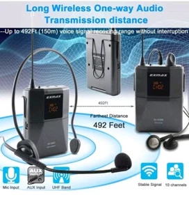 EXMAX EX938 Sistema Microfonico Wireless 1 Trasmettitore 20 Ricevitori 20 Auricolari + Custodia - Foto 1 di 12