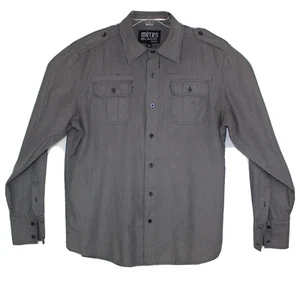 Metro schwarzes Hemd grau gestreift Rue 21 Herren Größe L Roll-Tab Ärmel Knopfleiste - Bild 1 von 8