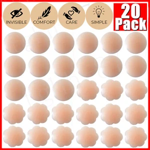 10Pairs Nippleless Cover Pasties Women Reusable Self Adhesive Silicone Nipple US - Picture 1 of 15