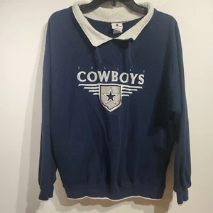 Vintage 90s Riddell NFL Cowboys Men's Sweatshirt XL Dark Blue Football Made USA - Picture 1 of 8