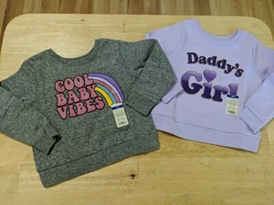 2 New Girls Size 24 Month Crew Neck Sweatshirts By Garanimals - Picture 1 of 3