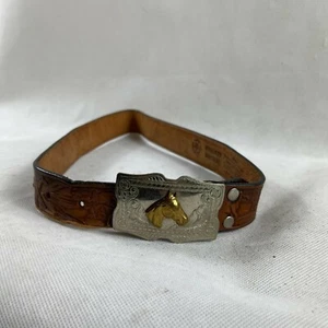 Vintage Silver Creek Collection Genuine Tooled Leather Horse Belt & Buckle 24 - Picture 1 of 8