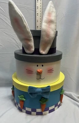 Juego de 3 cajas de regalo de anidación de conejito de primavera de Pascua decoración Foto 1 de 4