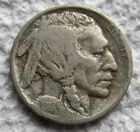 1914-D Buffalo Nickel Rare Key Date Denver Fine Detail Cleaned Cover