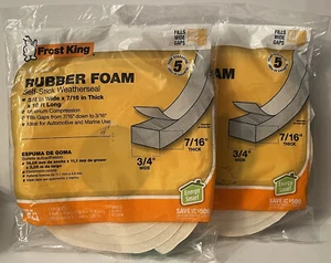 2x Frost King Rubber Foam Self Stick WeatherSeal 3/4" x 10' x 7/16" Thick R734W - Picture 1 of 7