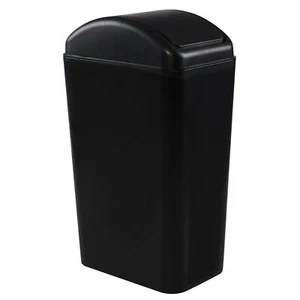14 L Small Plastic Trash Can Slim Swing Lid Trash BinsBlack - Picture 1 of 7
