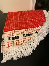 Vintage Weber BBQ Grill Red Black White Cotton Terry Cloth Tablecloth 52"x66"