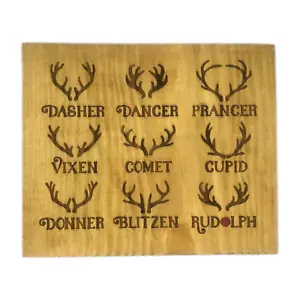 Rudolph & Santa Reindeer Merry Christmas Wood Sign Plaque Engraved Holiday Decor - Picture 1 of 1