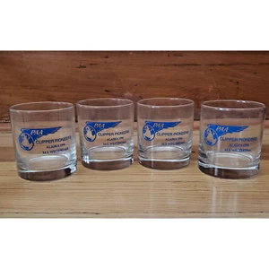 Pan Am Airlines Cocktail Glasses, PAA Clipper Alaska 1996 Barware, Set of 4, New - Picture 1 of 5