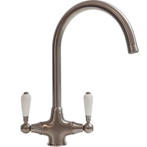 Reginox Dual Lever Mono Mixer Kitchen Tap Brushed Nickel / White - Picture 1 of 1