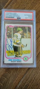 1981-82 TOPPS SIGNED ROOKIE CARD DINO CICCARELLI NORTH STARS WINGS PSA DNA # 105 - Picture 1 of 1