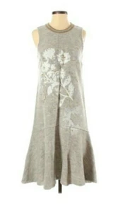Anthropologie Knitted & Knotted Afterlight Dress Gr. L grau Wolle Midi Rüschensaum - Bild 1 von 4