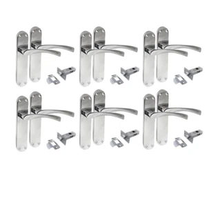 Polished Chrome Twist Door Handles – Internal Lever Latch on Long Backplate Pair - Picture 1 of 16