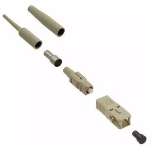 2x Tyco Electronics Fibre Optic Plug Connector SC Simplex 125µm Beige - Picture 1 of 1