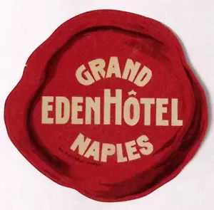 Etiqueta de equipaje vintage Grand Eden Hotel Naples ITALIA 3,75" - Imagen 1 de 2
