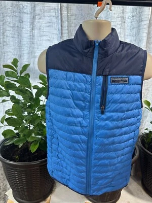 Vineyard vines Boy's Size M Blue/Navy Lightweight Packable Puffer Vest $125 NWT - Image 1 of 4