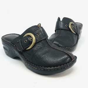 Born Bolo Damenschuhe 7 braune bequeme Leder-Pantoletten mit geteilter Zehenpartie Schnalle Slipper - Bild 1 von 10