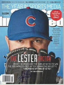 JON LESTER 'CHICAGO CUBS' 2015 MLB PITCHER SIGNED SI MAGAZINE *COA 1 - Picture 1 of 1