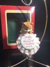 CARLTON Cards Heirloom Ornament Mother Mom Orange Cat Stitched With Love 1993