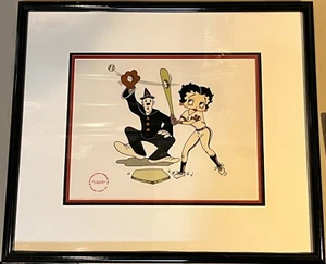 "THE BABE" Betty Boop & Koko The Clown Baseball Signed Framed Serigraph COA 1991 - Picture 1 of 8